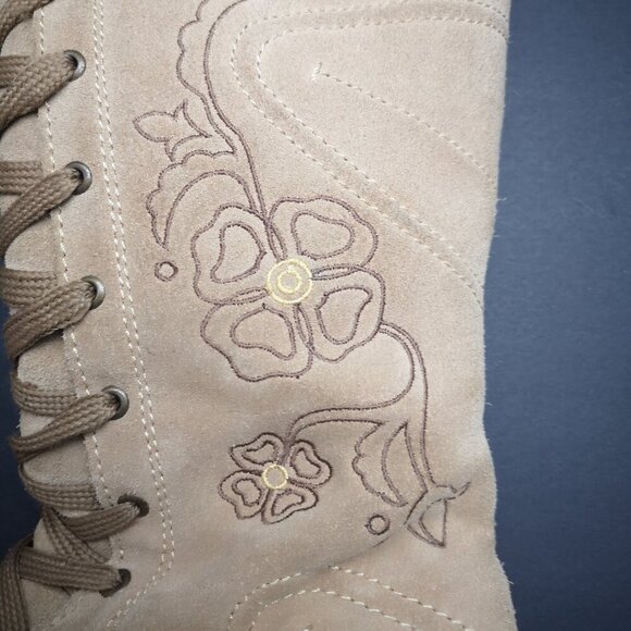 Tan Size 39(approx.8.5 US)side Zip Slight Wedge Faux Fur Suede Lined Boots - Picture 8 of 8